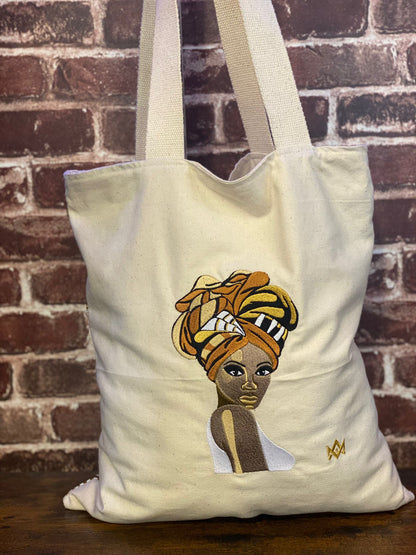 Tote bag - double face - broderie et wax