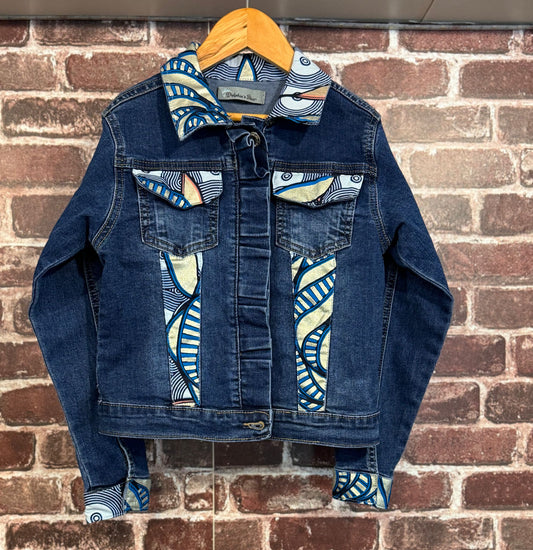 Veste en jean bleu marine - Taille 6 ans - wax bleu et doré